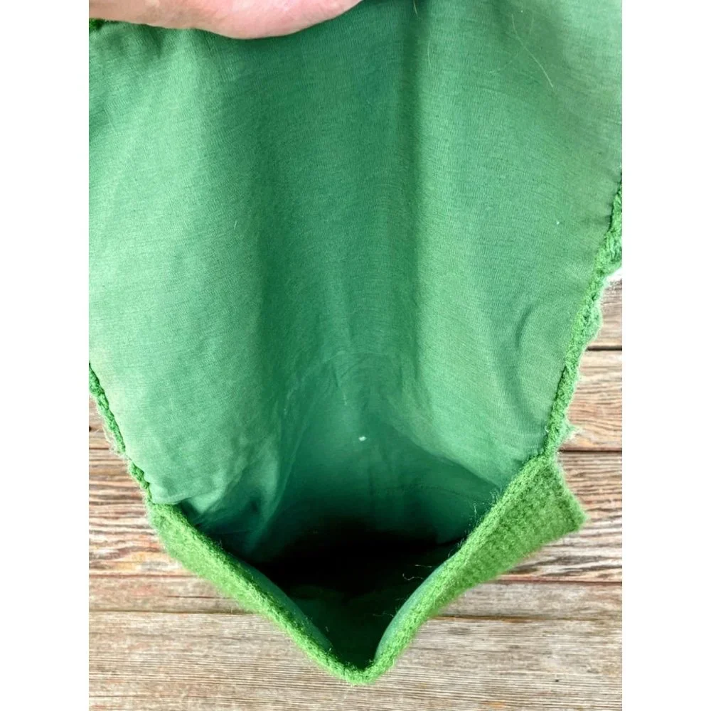 Vintage 1970s Kelley green Popcorn Crochet Purse MOD Retro - Picture 3 of 8